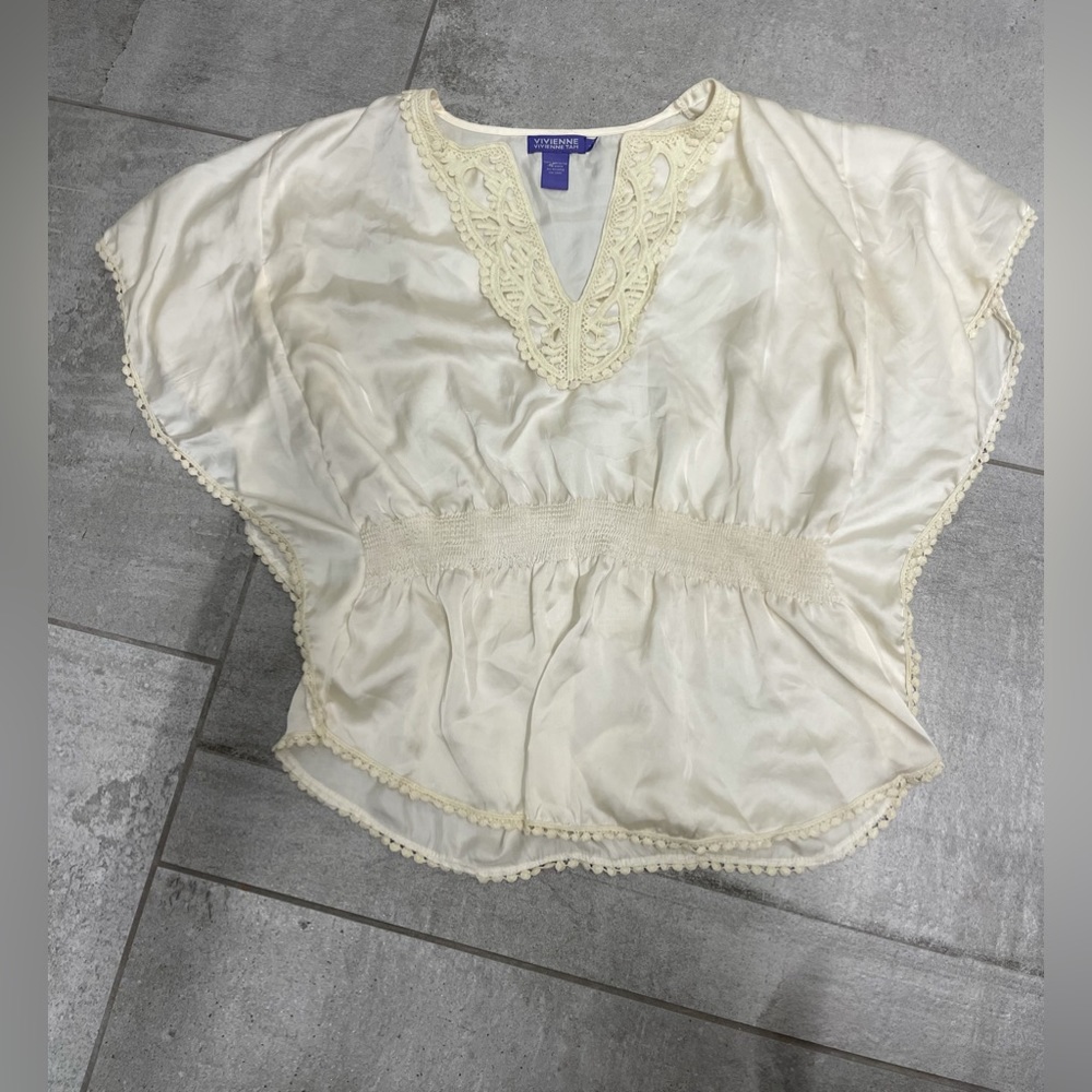 Vivienne Tam white short sleeve blouse large